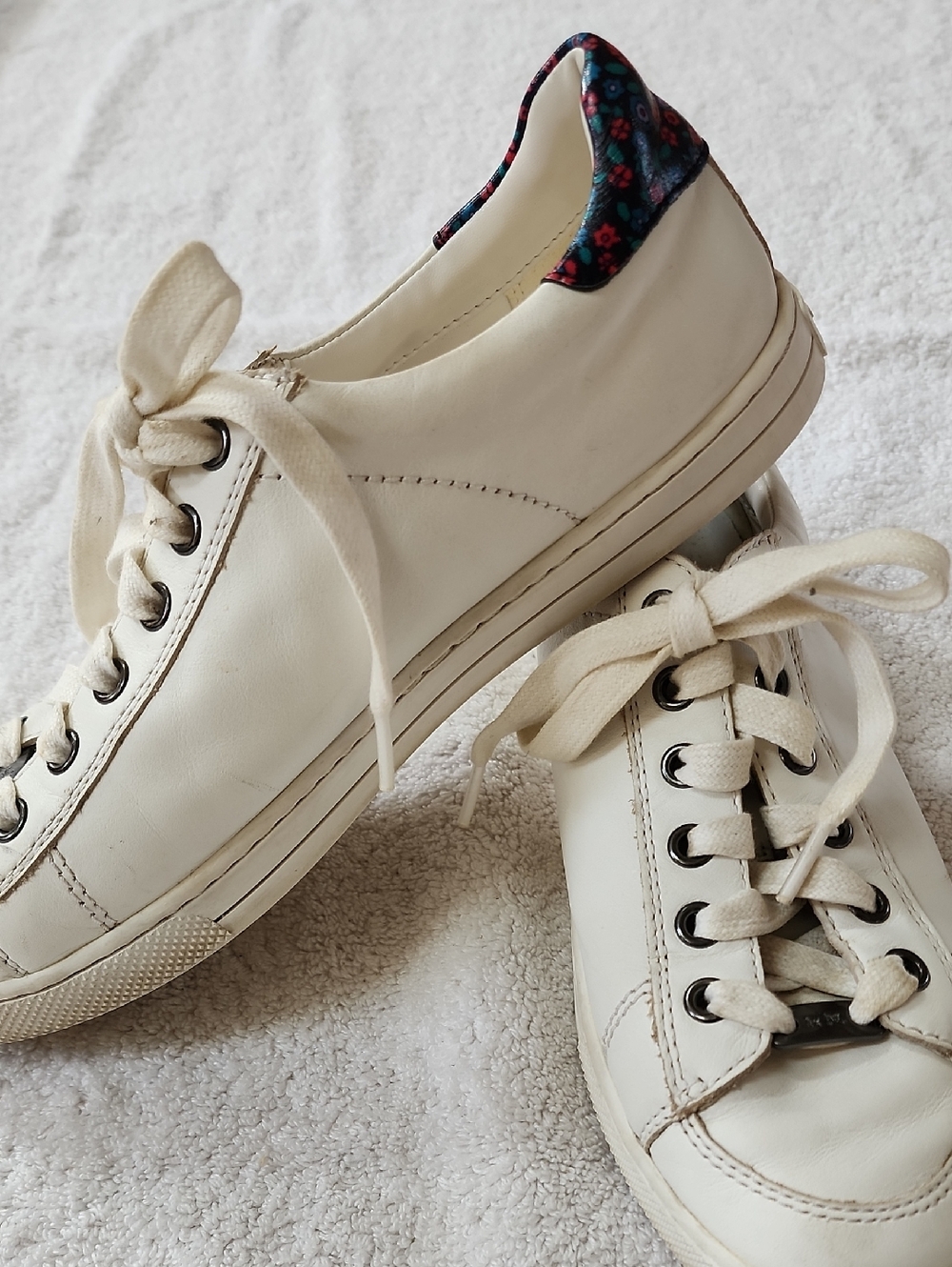 Coach Porter Women's White Leather Lace-Up Sneakers Size 8 Preowned